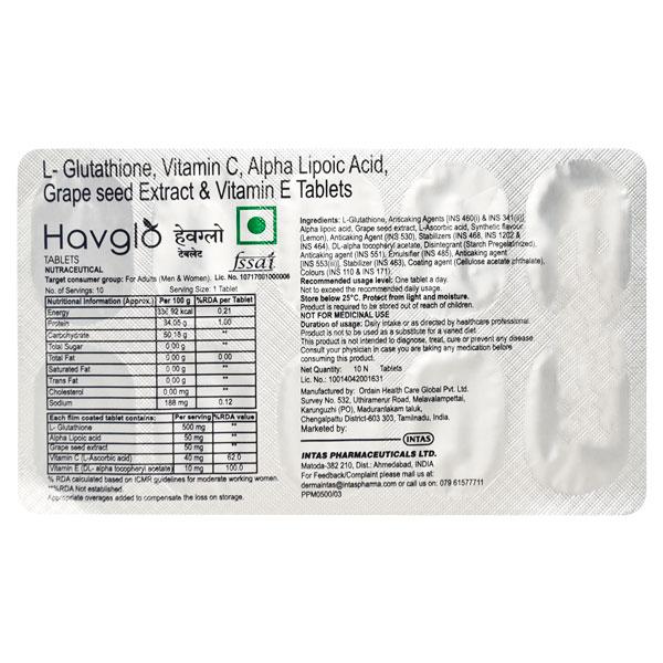 Havglo Tablet 10'S Price, Uses, Side effects, Substitutes