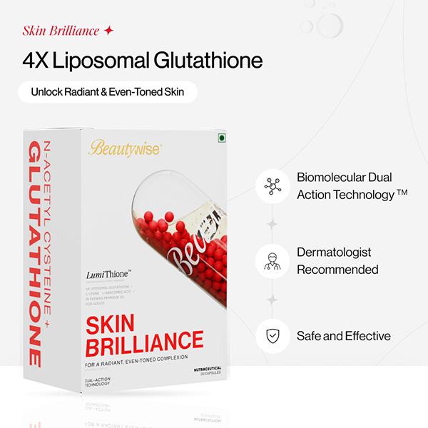 liposomal glutathione & n acetyl cysteine Beautywise Dual Action Skin Brilliance 4X with Nac 30's GHK-Cu Super Serum + best seller Quantity:200mL