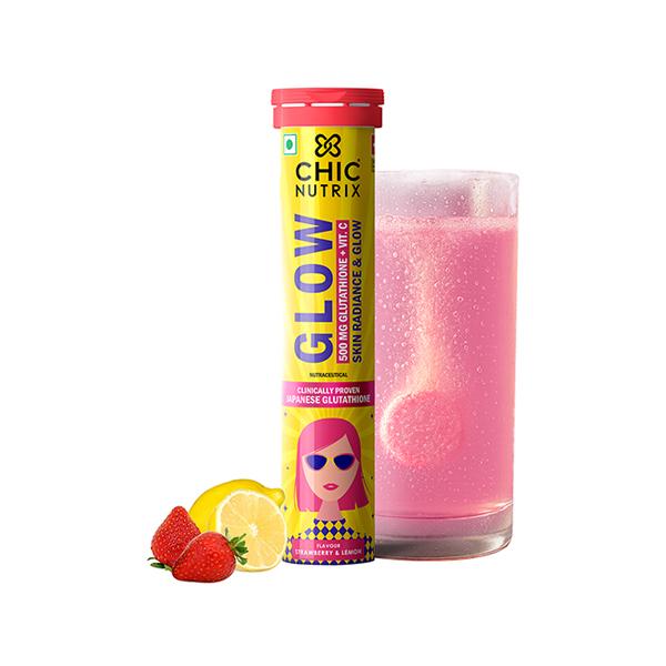 skin glow glutathione Chicnutrix - & Vitamin C Tablets 20's for Radiance - Strawberry & Lemon Flavour Glo Skin Beauty Daily organ defender Deal:Buy 1 Get 1 Free
