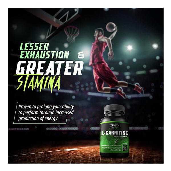 Zenith Nutrition L-Carnitine 500 mg Capsules 60's online at best price-Vitamins and Minerals