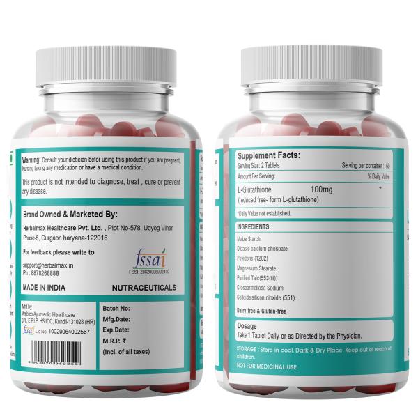 ayurvedic glutathione tablets Herbal Max L Tablet 60's tb-500 vs bpc-157 comparison image_flagged Pack size:3 vials