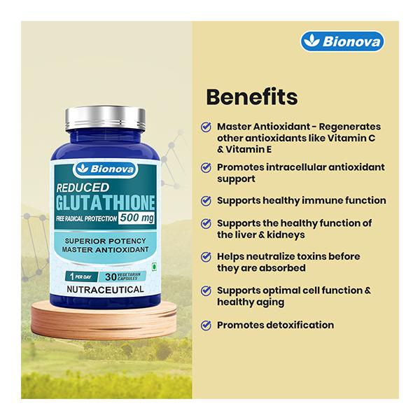 intra cellular glutathione 500 mg Bionova Reduced Veg Capsule 30's Online at Best Price Effective Hair Growth with